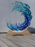 Ocean Wave Fused Glass Sculpture - made to order