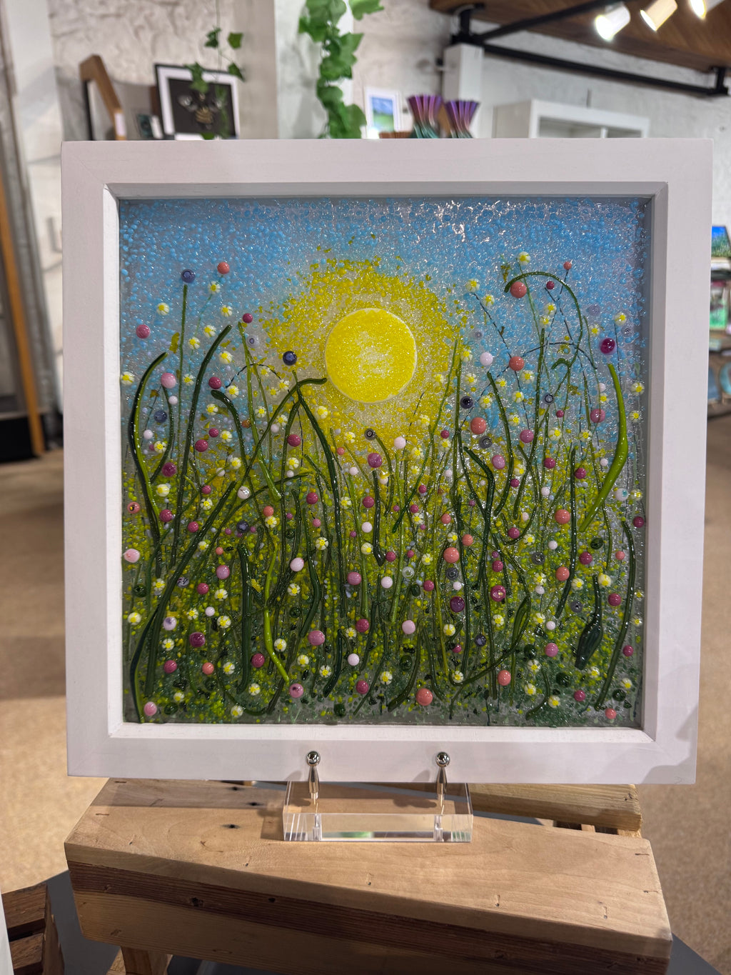 Fused Glass Flower Meadow — Framed Original
