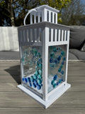 Hand made fused glass panel lantern