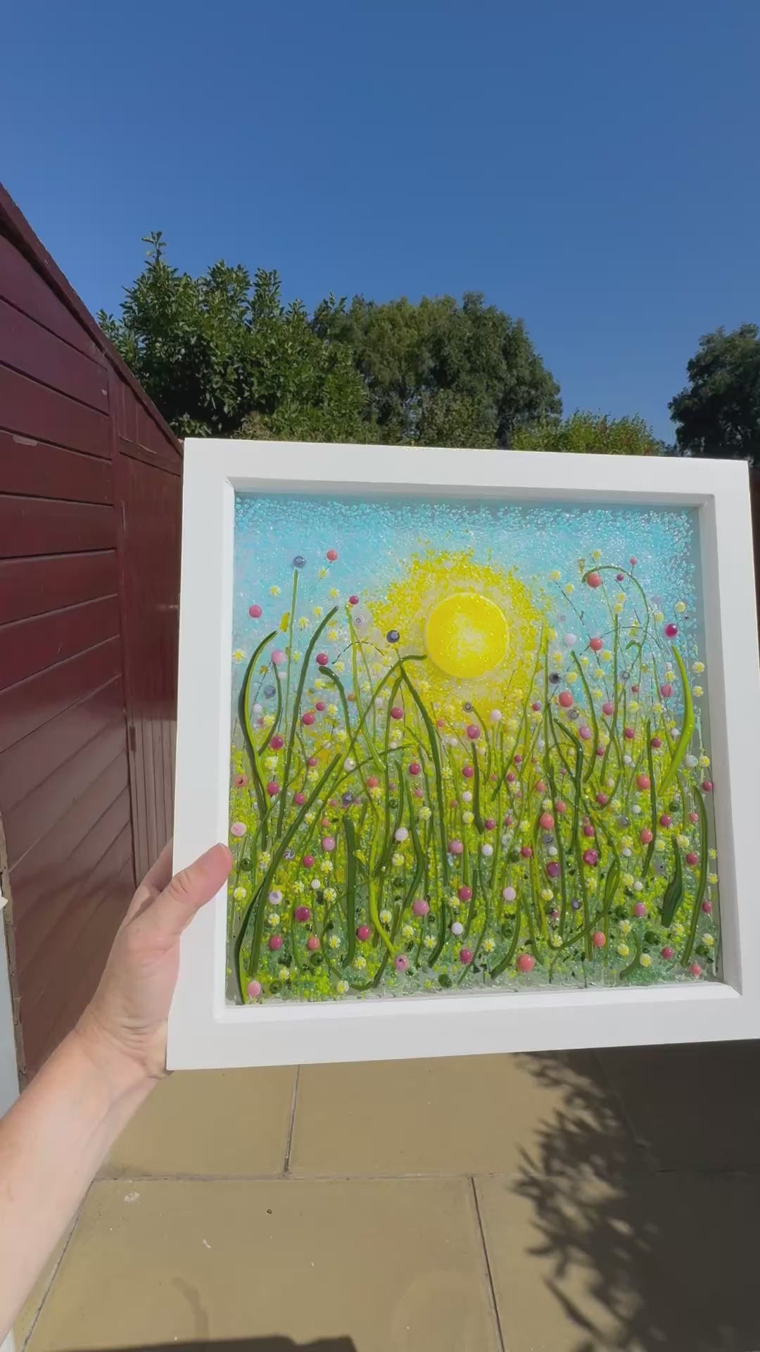 Fused Glass Flower Meadow — Framed Original
